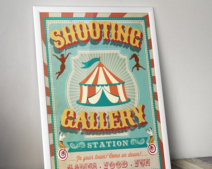 Carnival Party - Circus Party - party station sign - shooting gallery sign - Vintage circus- Vintage Carnival - Digital file only