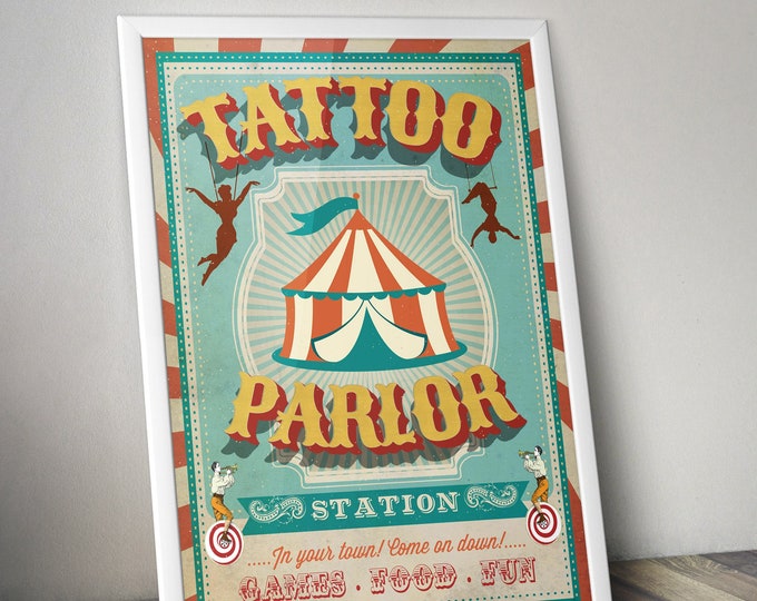 Carnival Party - Circus Party - party station sign - tattoo parlor sign - Vintage circus- Vintage Carnival - Digital file only