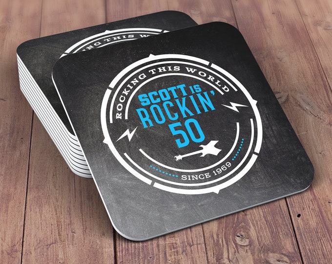 Digital logo file, Coaster, Rockstar birthday, beer, 21st, 30th, 40th, 50th, 60th, 70th, Birthday Party, Surprise party, Milestone