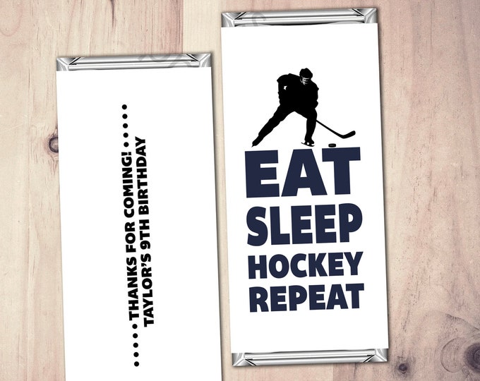 Personalized Hockey Candy Wrapper,  Hockey Gifts, team gift, Hockey Birthday party favor, hockey birthday, gift, thank you