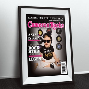 Rock Star magazine theme birthday poster, boy birthday, rockstar, baby shower, rock star party, rock n roll, pop star, hip hop, Digital file