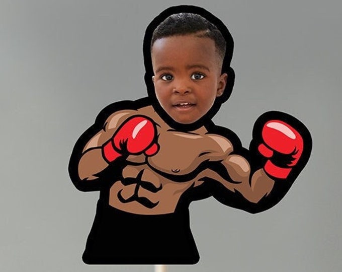 Digital Photo Cupcake Toppers, Boxing Party, The Main Event, Boxing theme, Gender Reveal, Boxing gloves