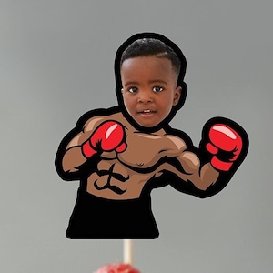 Digital Photo Cupcake Toppers, Boxing Party, The Main Event, Boxing theme, Gender Reveal, Boxing gloves image 1