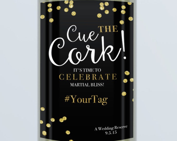 Custom wine label, wedding favor, wedding label, party favor, thank you, gift, wedding, party supplies, sticker, label, tag, confetti, gold