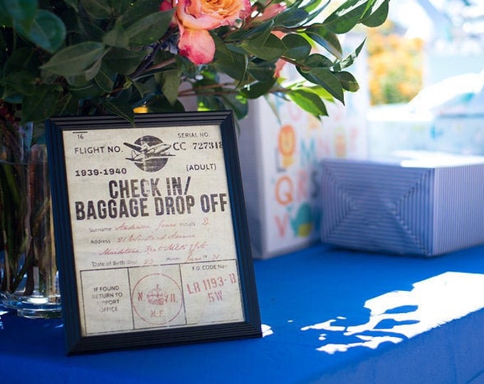 Precious Cargo, table signs, Baby Shower, vintage airplane, party signs, party decor, Digital files only