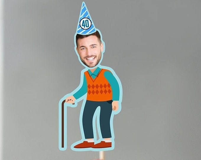 Digital Photo Cupcake Toppers, aged to perfection, milestone birthday, Funny Birthday Decorations, Birthday Decor, 30th, 40th, 50th, 60th