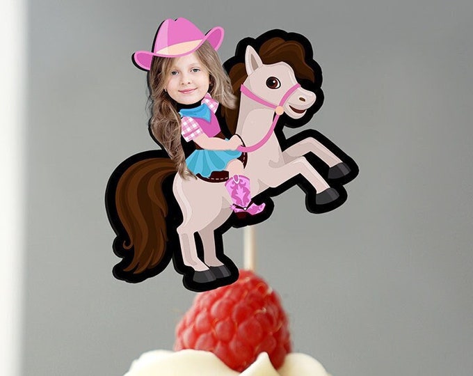 Cowboy cupcake toppers, cowgirl cupcake toppers, rodeo party, western party, printable files, western birthday decor, pony, horse