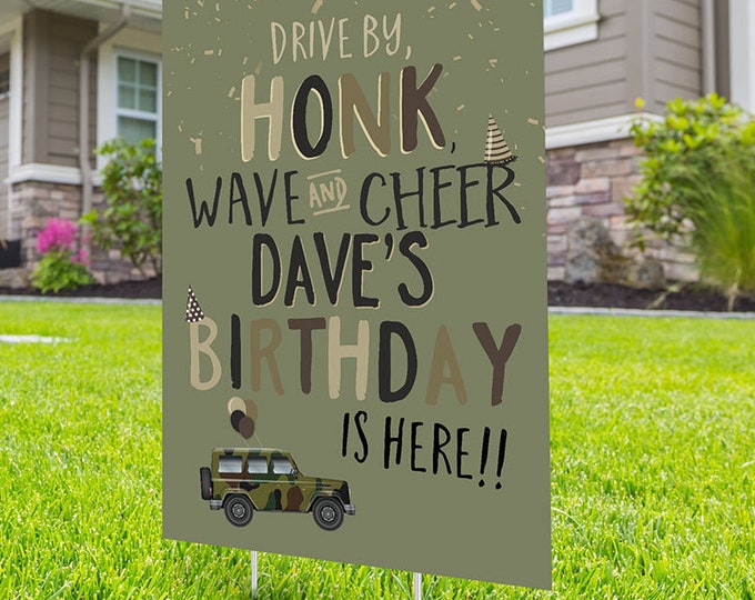 Drive by birthday parade, Digital file only, yard sign, social distancing drive-by birthday party, car birthday parade quarantine party,