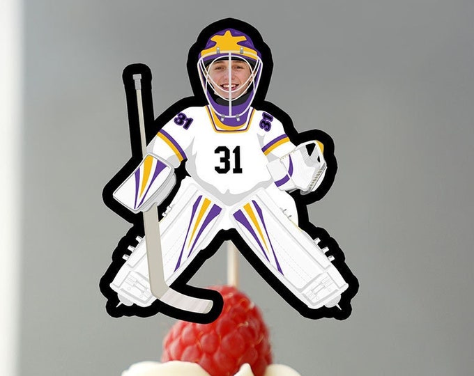 Hockey photo Cupcake Toppers, Digital File - Hockey  birthday, Sports birthday, Sports theme, Hockey theme, Hockey party