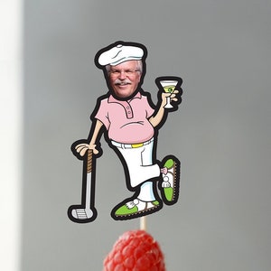 Digital Photo Cupcake Toppers, Retirement party, Golf party, Golf Par-tee Themed - Golf Cupcake Toppers - Golf Ball and Tee, funny