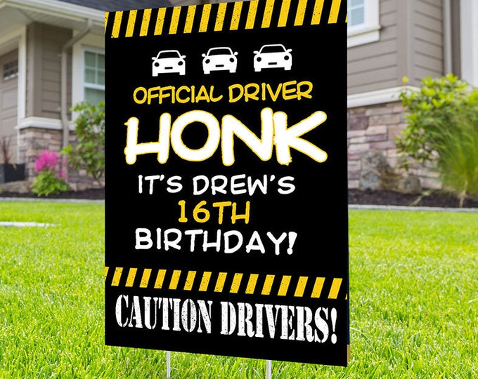 Happy birthday Yard Sign,  Digital file only, Honk outdoor sign, 16th birthday, Birthday Yard Sign, Happy Birthday Sign, Yard sign