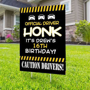 Happy birthday Yard Sign, Digital file only, Honk outdoor sign, 16th birthday, Birthday Yard Sign, Happy Birthday Sign, Yard sign image 2