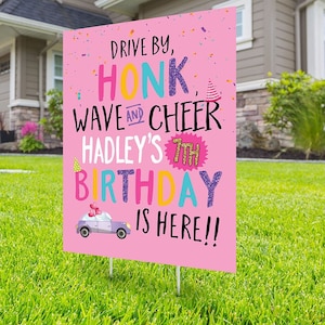 Birthday parade, yard sign design, lawn sign, social distancing drive-by birthday party, car birthday parade, quarantine party image 1