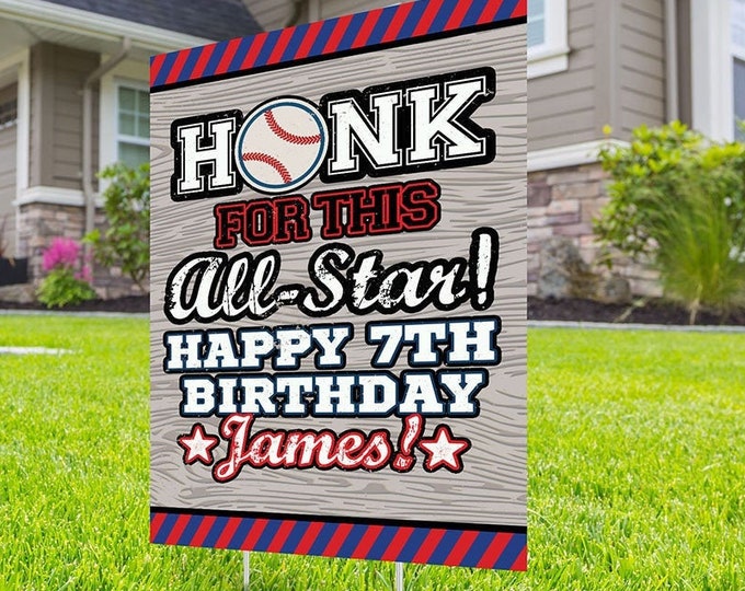 Baseball birthday yard sign design, Digital file only, yard sign, social distancing drive-by birthday party, quarantine party, sports sign