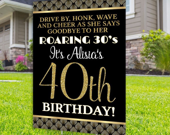 Happy birthday yard sign design, Digital file only, Honk outdoor sign, Great Gatsby, Birthday Yard Sign, Happy Birthday Sign