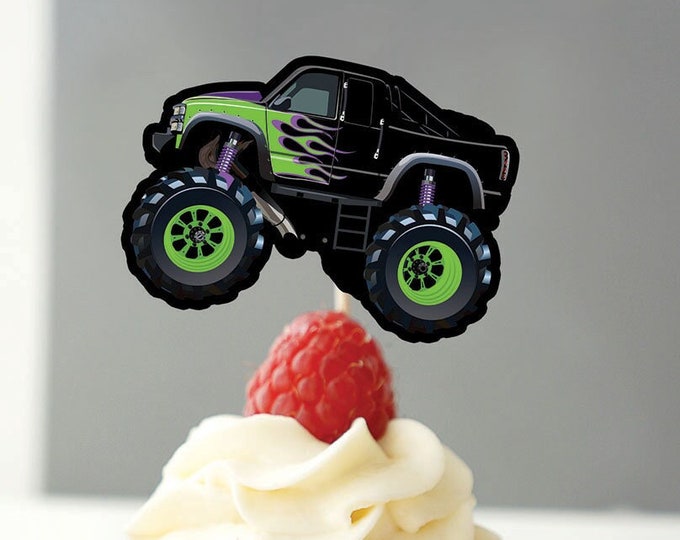 Monster Truck Birthday Party, Monster Truck cupcake toppers, Smash and Crash Birthday, truck birthday decor, printable cupcake topper