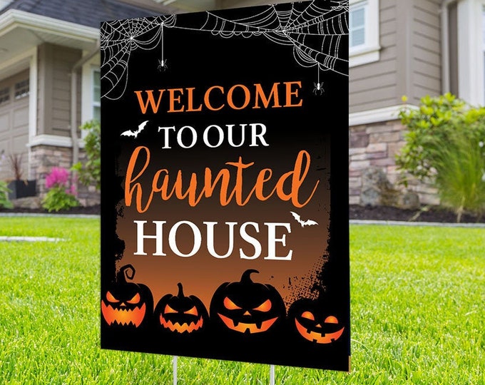 Halloween yard sign design, digital file only, Happy Halloween sign, Party Lawn Decorations, Trick or treat, Halloween Holiday sign