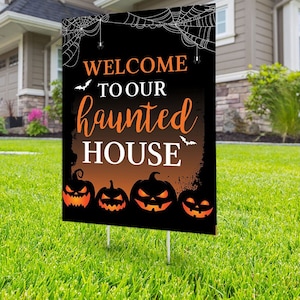 Halloween yard sign design, digital file only, Happy Halloween sign, Party Lawn Decorations, Trick or treat, Halloween Holiday sign