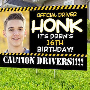 Happy birthday Yard Sign, Digital file only, Honk outdoor sign, 16th birthday, Birthday Yard Sign, Happy Birthday Sign, Yard sign image 1
