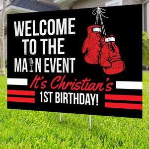 Boxing birthday yard sign design, Digital file only, yard sign, social distancing drive-by birthday party, quarantine party, sports sign image 1