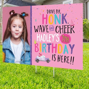 Birthday parade, yard sign design, lawn sign, social distancing drive-by birthday party, car birthday parade, quarantine party image 2