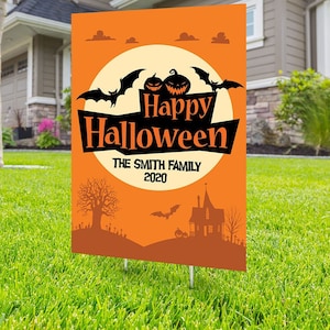 Halloween yard sign design, digital file only, Happy Halloween sign, Party Lawn Decorations, Trick or treat, Halloween Holiday sign
