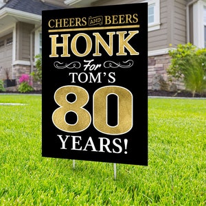 Any age, Happy birthday yard sign design, Digital file only, Honk outdoor sign, Quarantine Birthday, Cheers and beers, Happy Birthday Sign