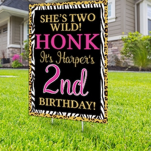 Any age, Wild one, Two Wild,  Yard Sign design, Digital file only, Honk outdoor sign, Birthday Yard Sign, Happy Birthday Sign, Animal print