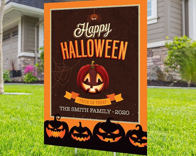 Halloween yard sign design, digital file only, Happy Halloween sign, Party Lawn Decorations, Trick or treat, Halloween Holiday sign