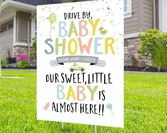 Drive by baby shower, yard sign design, Digital file only, yard sign, social distancing drive-by shower party, car parade, quarantine party