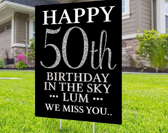 Yard sign, Funeral sign design, Digital file only, memorial sign, happy heavenly birthday, in memory of sign, Memorial birthday sign