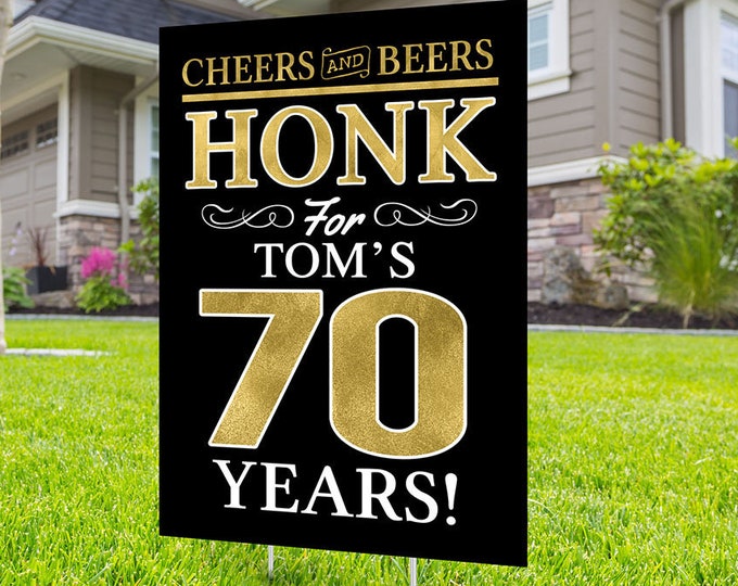 Any age, Happy birthday yard sign design, Digital file only, Honk outdoor sign, Quarantine Birthday, Cheers and beers, Happy Birthday Sign