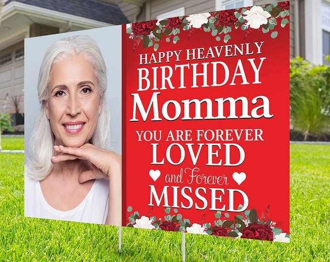 Yard sign, Funeral sign design, Digital file only, memorial sign, happy heavenly birthday, in memory of sign, Memorial birthday sign