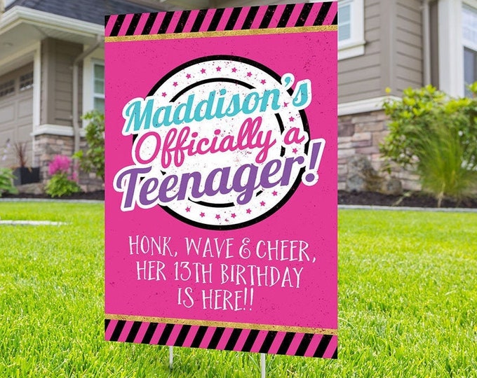 Drive by birthday parade, Digital file only, yard sign, social distancing drive-by birthday party, car birthday parade quarantine party, 13