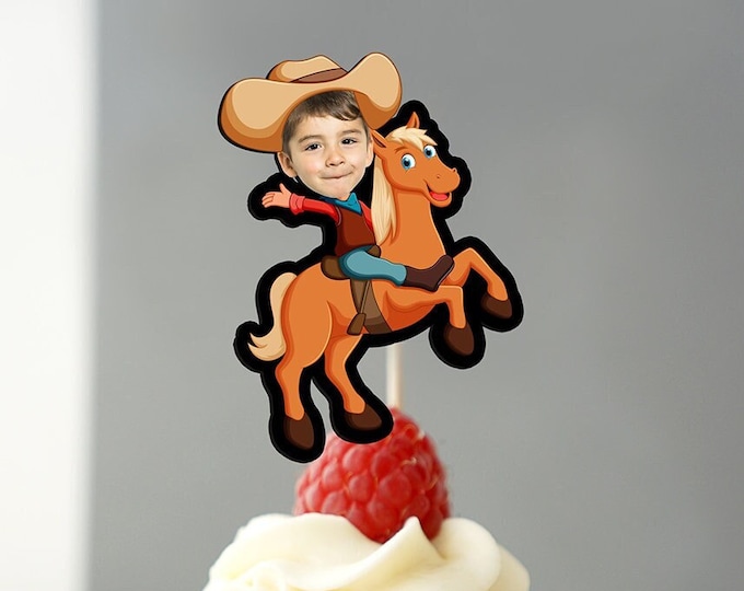 Cowboy cupcake toppers, cowgirl cupcake toppers, rodeo party, western party, printable files, western birthday decor, pony, horse