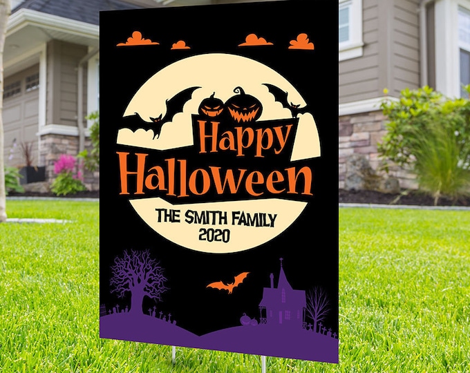 Halloween yard sign design, digital file only, Happy Halloween sign, Party Lawn Decorations, Trick or treat, Halloween Holiday sign