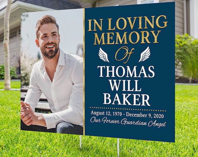 Yard sign, Funeral sign design, Digital file only, memorial sign, happy heavenly birthday, in memory of sign, Memorial birthday sign