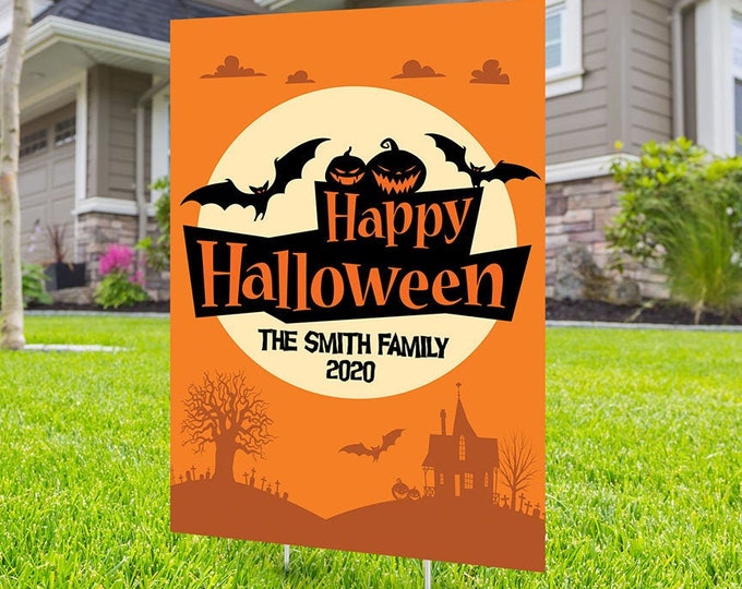 Halloween yard sign design, digital file only, Happy Halloween sign, Party Lawn Decorations, Trick or treat, Halloween Holiday sign