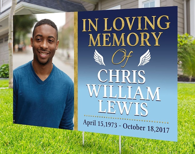 Yard sign, Funeral sign design, Digital file only, memorial sign, happy heavenly birthday, in memory of sign, Memorial birthday sign