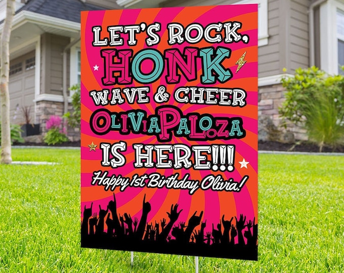 Drive by birthday parade, Digital file only, yard sign, social distancing drive-by birthday party, Rockstar birthday sign