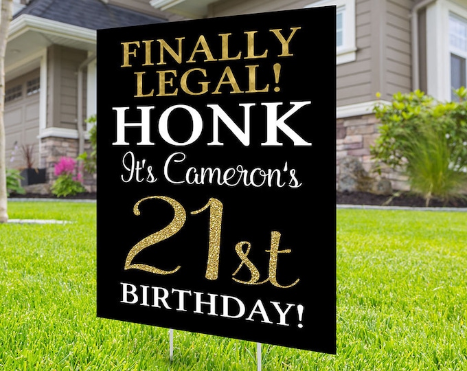 Happy birthday Yard Sign,  Digital file only, Honk outdoor sign, Quarantine Birthday, Birthday Yard Sign, Happy Birthday Sign, Yard sign, 21