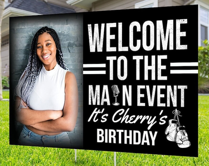 Boxing birthday yard sign design, boxing baby shower, gender reveal, Digital file only, yard sign, drive-by birthday party, sports sign