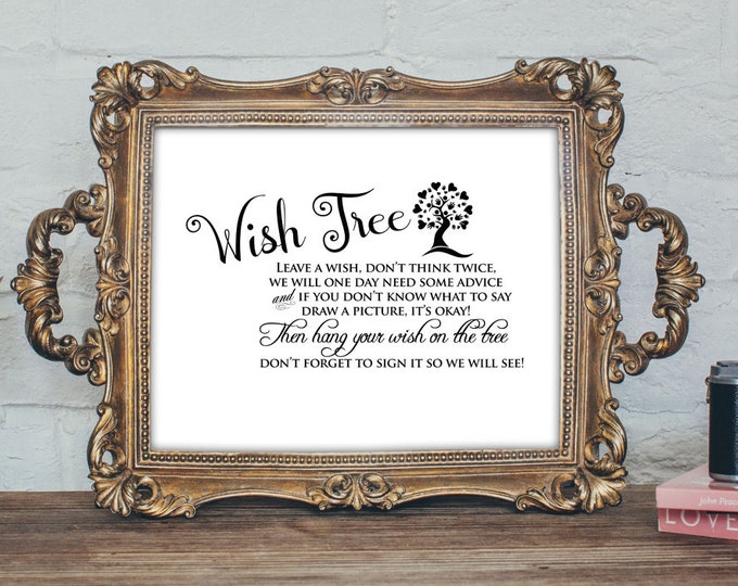 Wishes tree sign, Baby shower game, baby shower sign, wish tree, table sign, party decor, advice card, wedding wishes