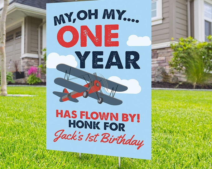 Happy birthday airplane Yard Sign, Honk outdoor sign, Quarantine Birthday , , Birthday Yard Sign, Happy Birthday Sign,  Digital file only