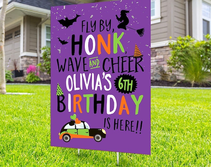 Birthday parade, yard sign design, lawn sign, social distancing drive-by birthday party, car birthday parade, quarantine party