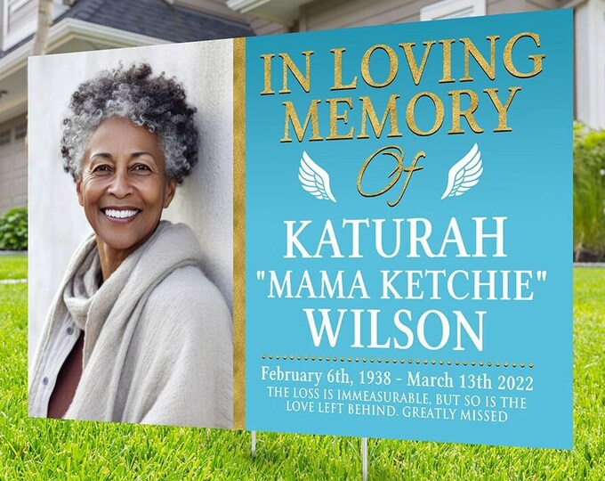 Yard sign, Funeral sign design, Digital file only, memorial sign, happy heavenly birthday, in memory of sign, Memorial birthday sign