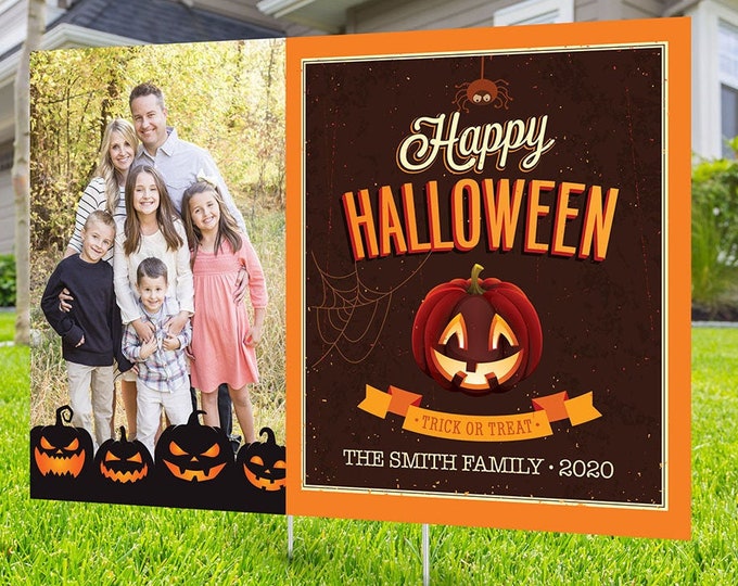 Halloween yard sign design, digital file only, Happy Halloween sign, Party Lawn Decorations, Trick or treat, Halloween Holiday sign