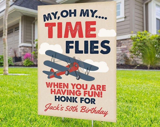 Happy birthday airplane Yard Sign, Honk outdoor sign, Quarantine Birthday , , Birthday Yard Sign, Happy Birthday Sign,  Digital file only