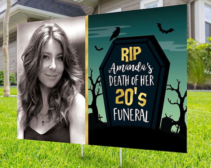 Death of 20's party sign, Digital file only, yard sign, lawn sign, drive-by birthday party, Halloween birthday, quarantine party