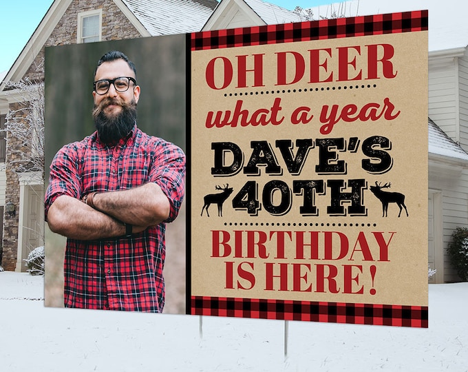Happy birthday Yard Sign design, Digital file only, Honk outdoor sign, Quarantine Birthday,Birthday lawn Sign, Lumberjack, deer